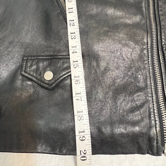 Topshop Women’s Genuine Leather Moto Biker Jacket Black Size US 8 UK 12 - Picture 9 of 13